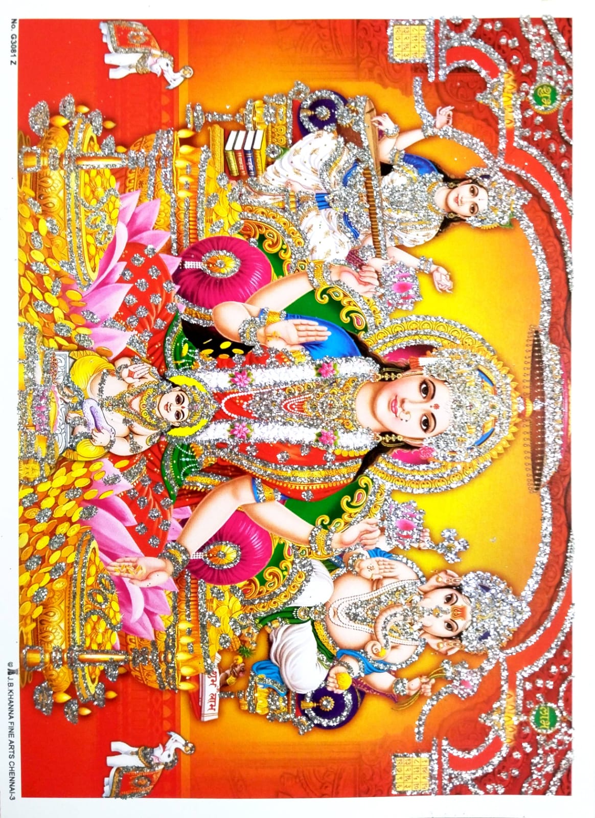 Shree Laxmi Ganesh and Saraswati Mata Pepar Photos (Multiple design 5.02 W x 7.02 L inches)