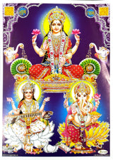 Shree Laxmi Ganesh and Saraswati Mata Pepar Photos (Multiple design 5.02 W x 7.02 L inches)