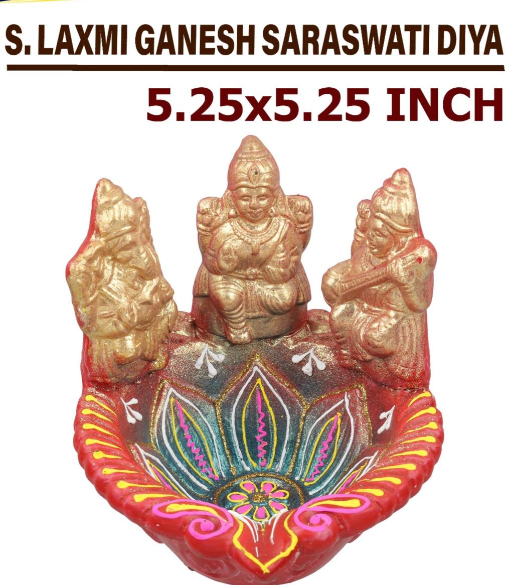 Diwali S-Laxmi Ganesh Sarswati Diya 5.25 inch s