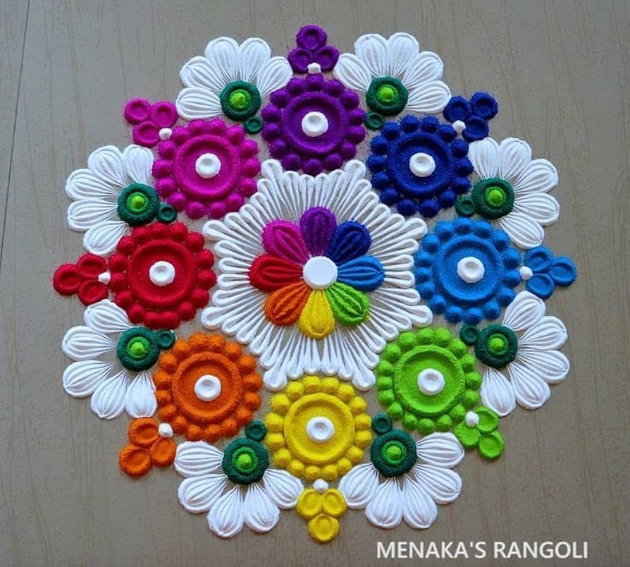 Rangoli Powder Floor Design White