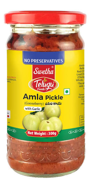 Swetha Telugu Foods Amla Pickle 300 g (With Garlic)