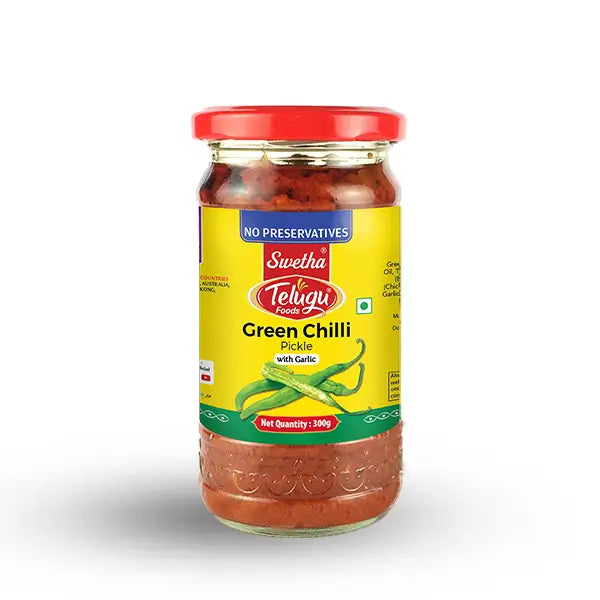 Swetha Telugu Foods Green Chilli Pickle (With Garlic)