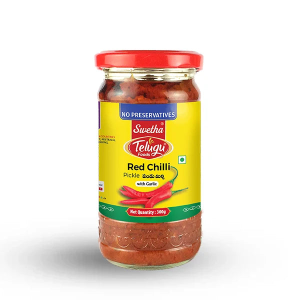 Swetha Telugu Foods Red Chilli Pickle (With Garlic)