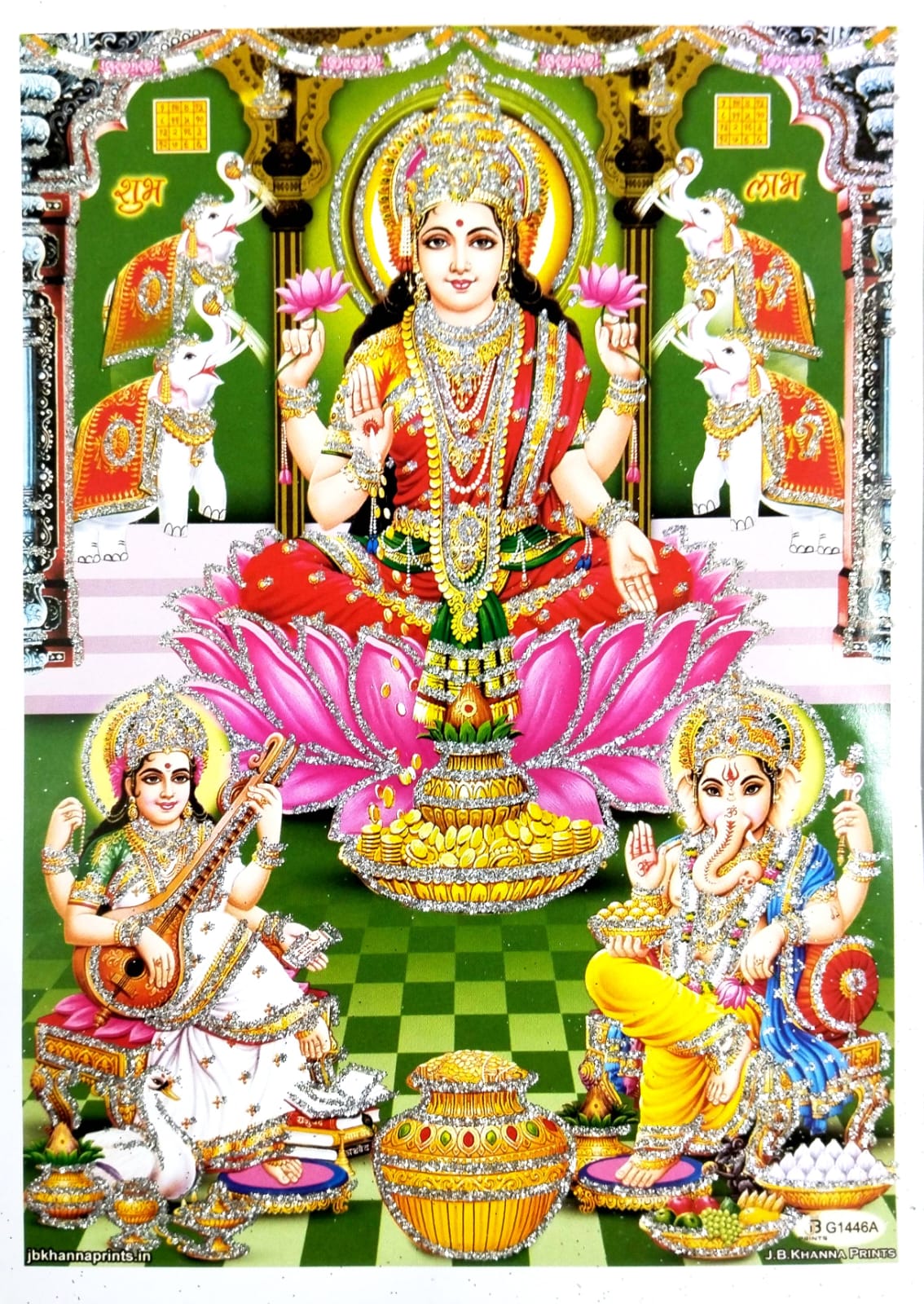 Shree Laxmi Ganesh and Saraswati Mata Pepar Photos (Multiple design 5.02 W x 7.02 L inches)